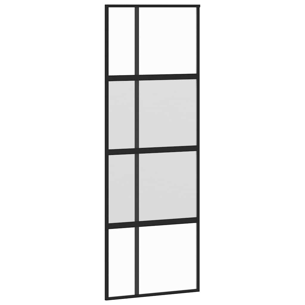 vidaXL Sliding Door with Hardware Set Black 76x205 cm Tempered Glass 5