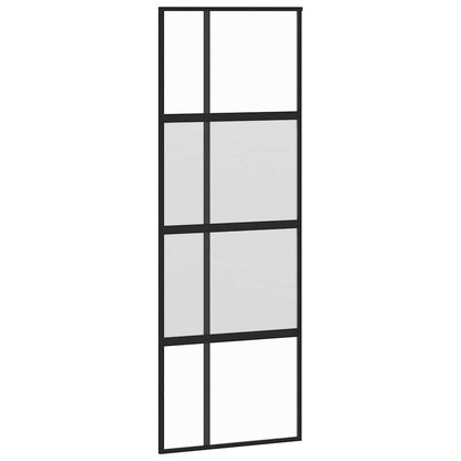 vidaXL Sliding Door with Hardware Set Black 76x205 cm Tempered Glass 5