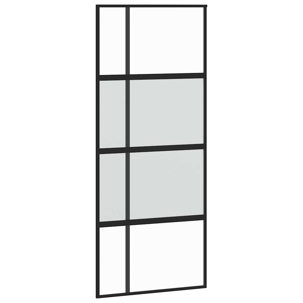 vidaXL Sliding Door with Hardware Set Black 90x205 cm Tempered Glass 5