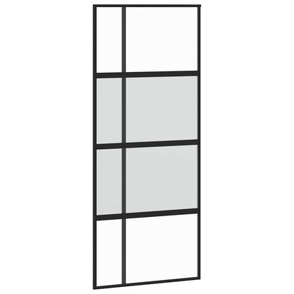 vidaXL Sliding Door with Hardware Set Black 90x205 cm Tempered Glass 5
