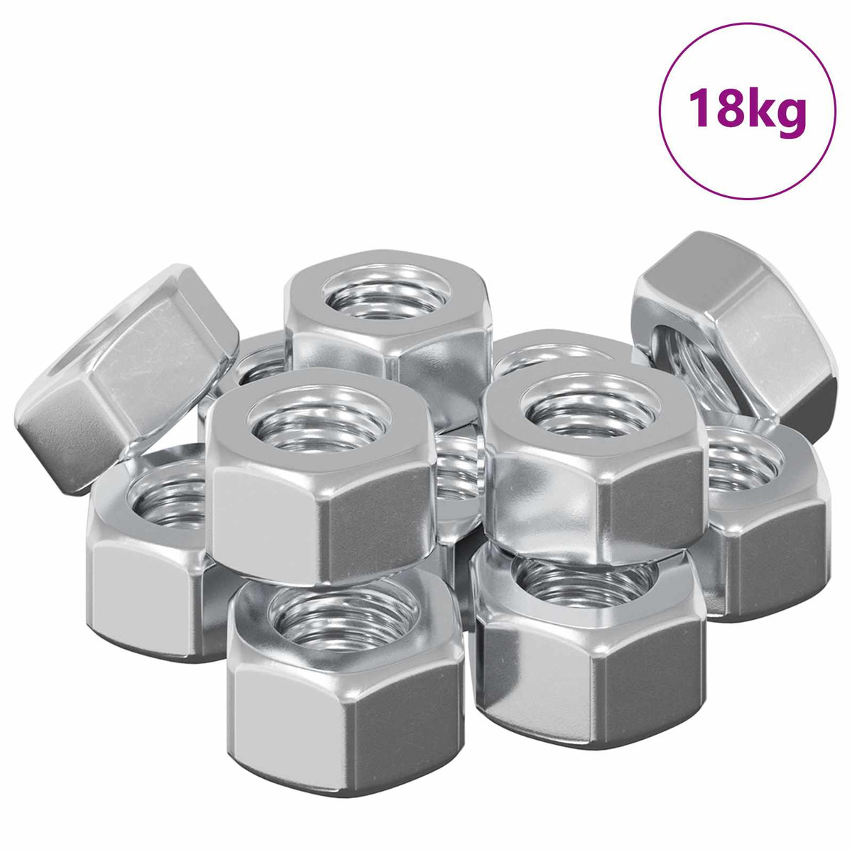 vidaXL Hex Acorn Nuts 3913 pcs Silver Metal 2