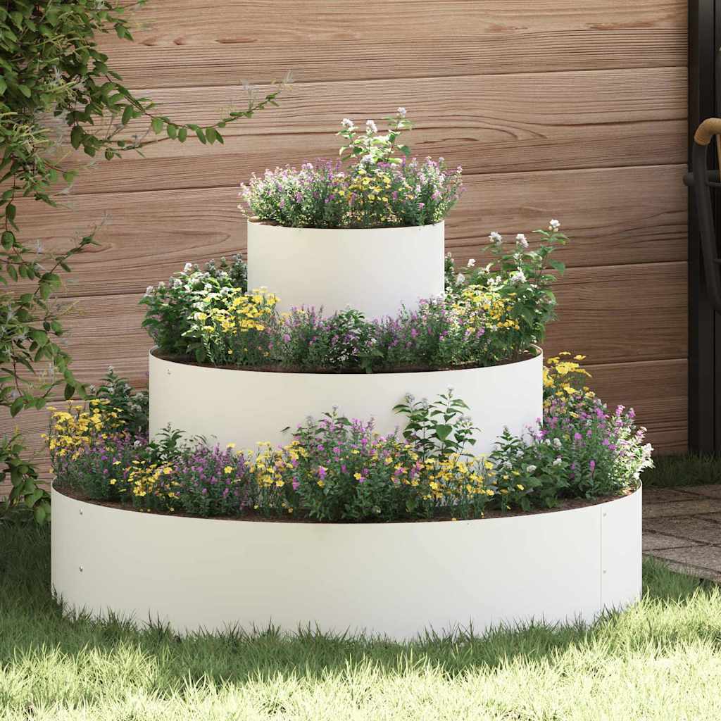 Garden Planter Silver 90 x 90 x 20 cm Steel/white Ø 90 cm