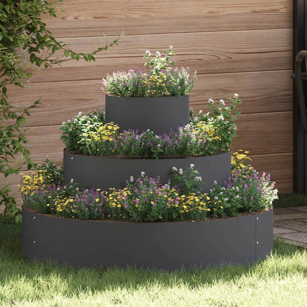 Garden Planter Silver 90 x 90 x 20 cm Steel/anthracite Ø 90 cm