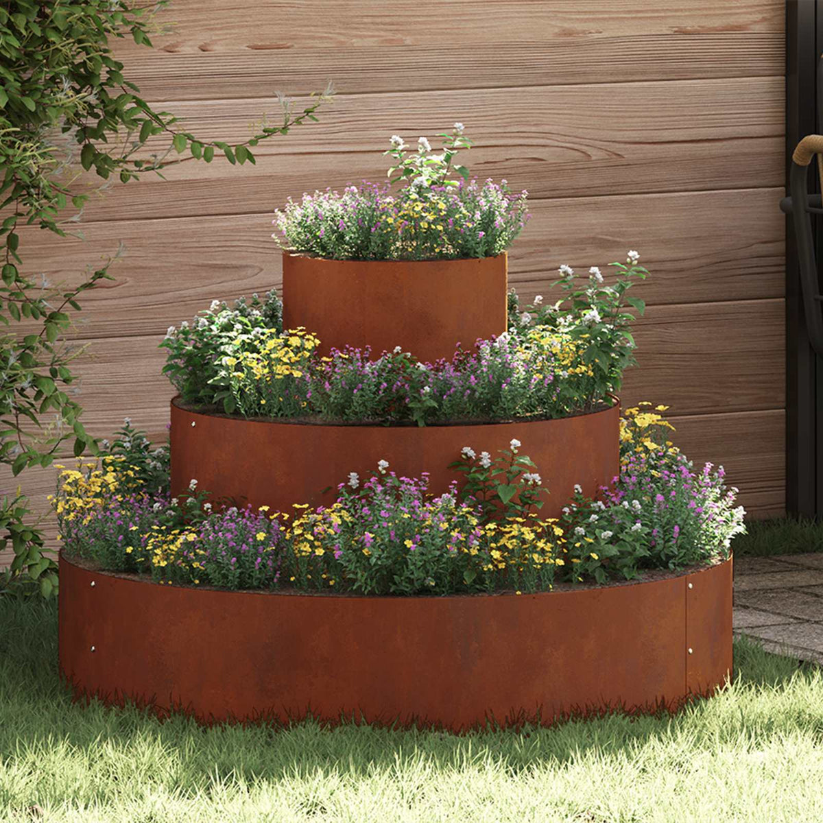 Garden Planter Silver 90 x 90 x 20 cm Weathering steel Ø 90 cm