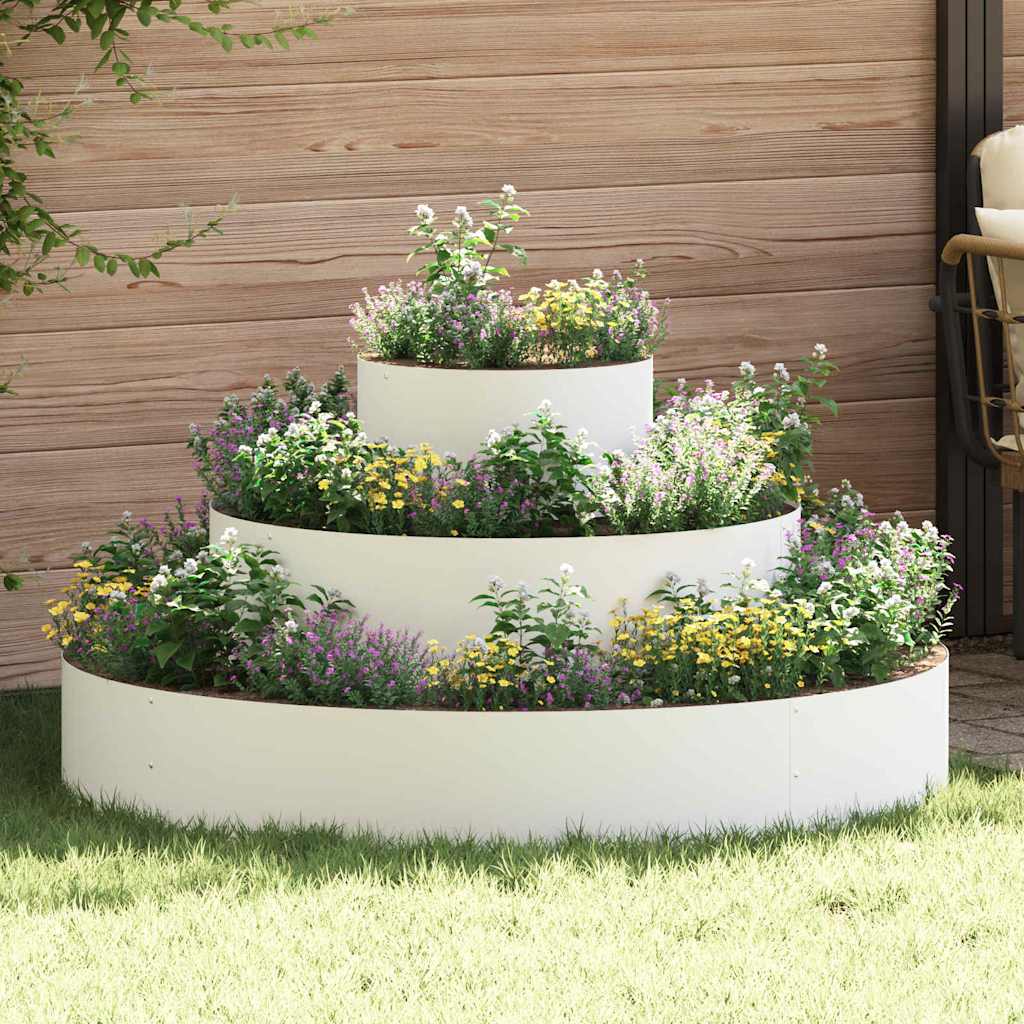 Garden Planter Silver 90 x 90 x 20 cm Steel/white Ø 120 cm