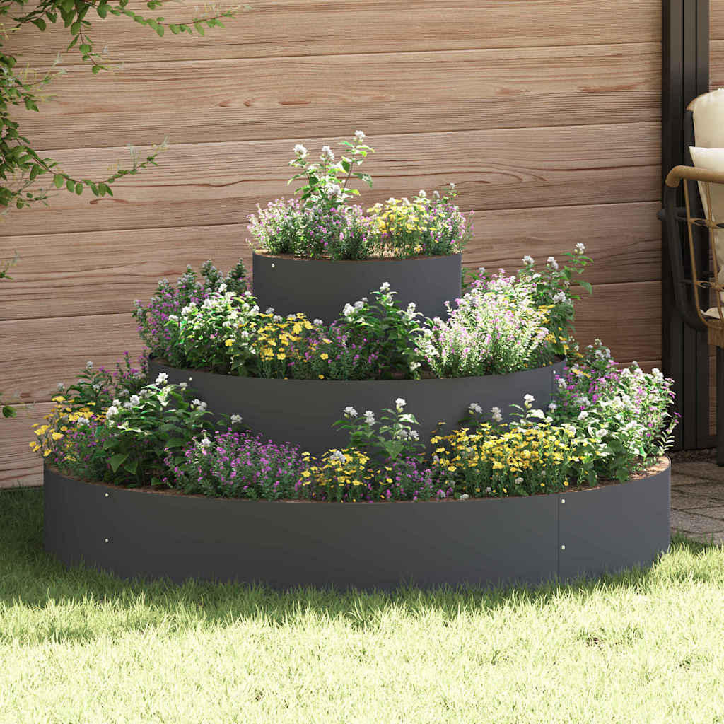 Garden Planter Silver 90 x 90 x 20 cm Steel/anthracite Ø 120 cm