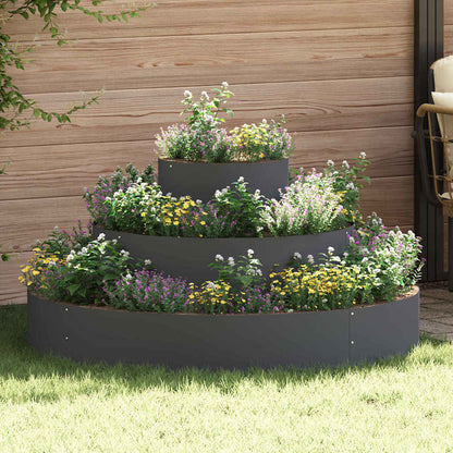 Garden Planter Silver 90 x 90 x 20 cm Steel/anthracite Ø 120 cm