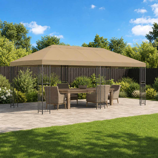 vidaXL Garden Gazebo 6 x 3 m Beige Polyester and Steel 190 gsm 1