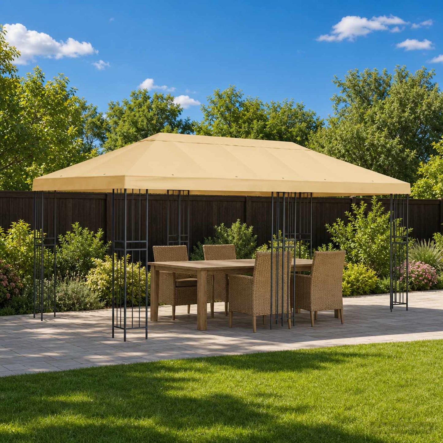 vidaXL Garden Gazebo 6 x 3 m Cream Polyester and Steel 190 gsm 1