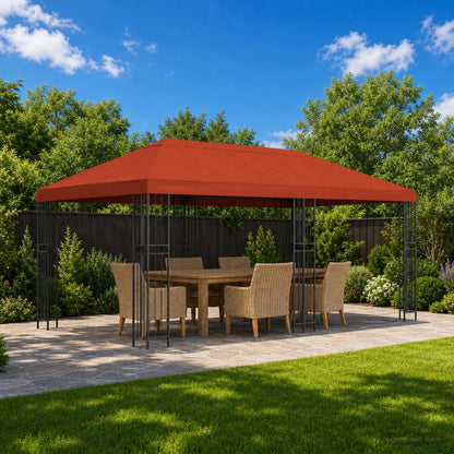 vidaXL Garden Gazebo 6 x 3 m Terracotta Polyester and Steel 190 gsm 1