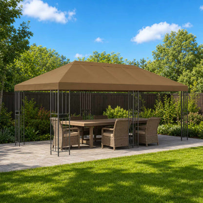 vidaXL Garden Gazebo 6 x 3 m Taupe Polyester and Steel 190 gsm 1