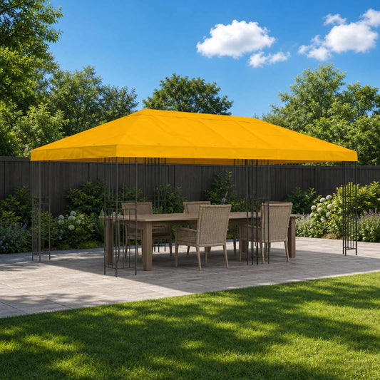vidaXL Garden Gazebo 6 x 3 m Yellow Polyester and Steel 190 gsm 1
