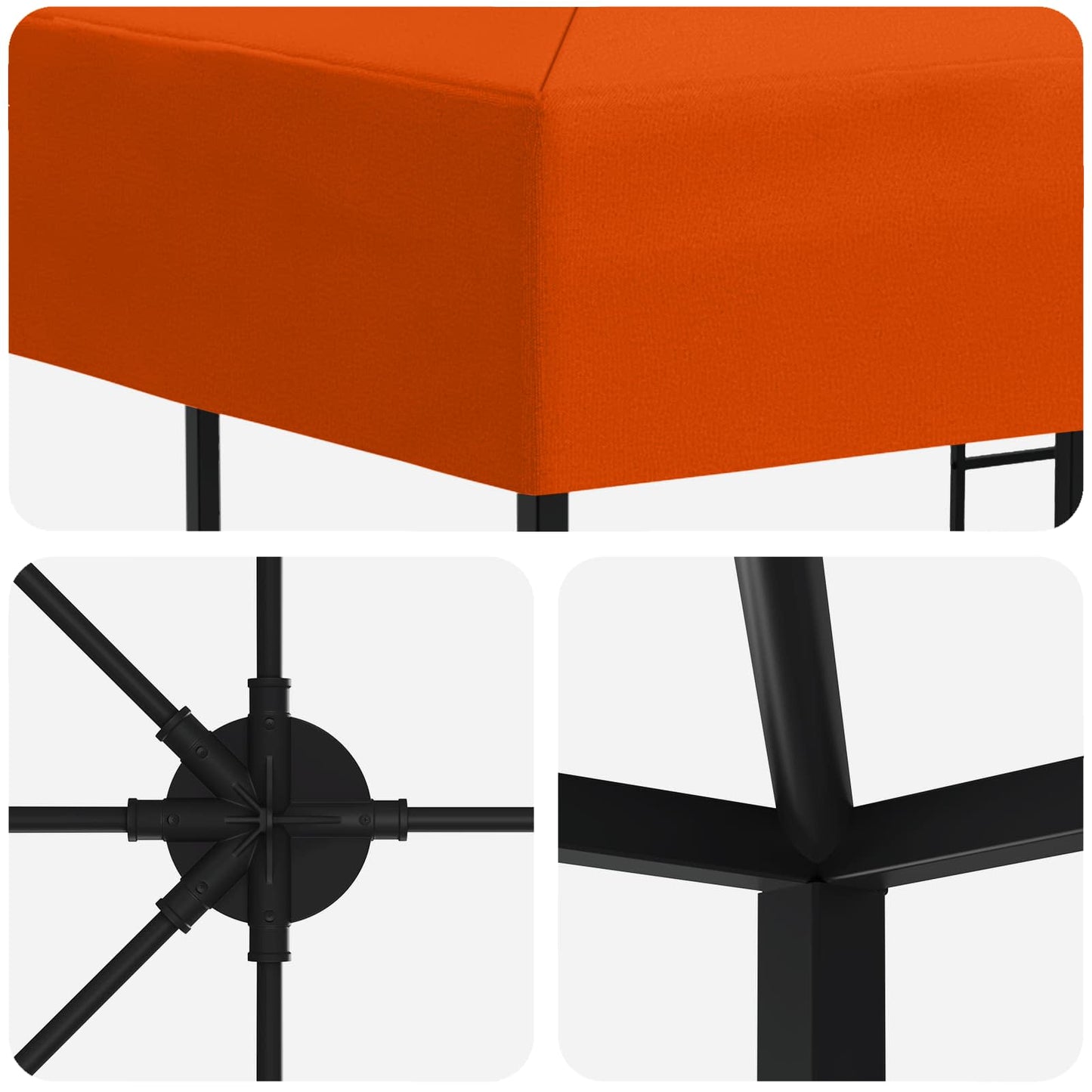 vidaXL Garden Gazebo 6 x 3 m Orange Polyester and Steel 190 gsm 5