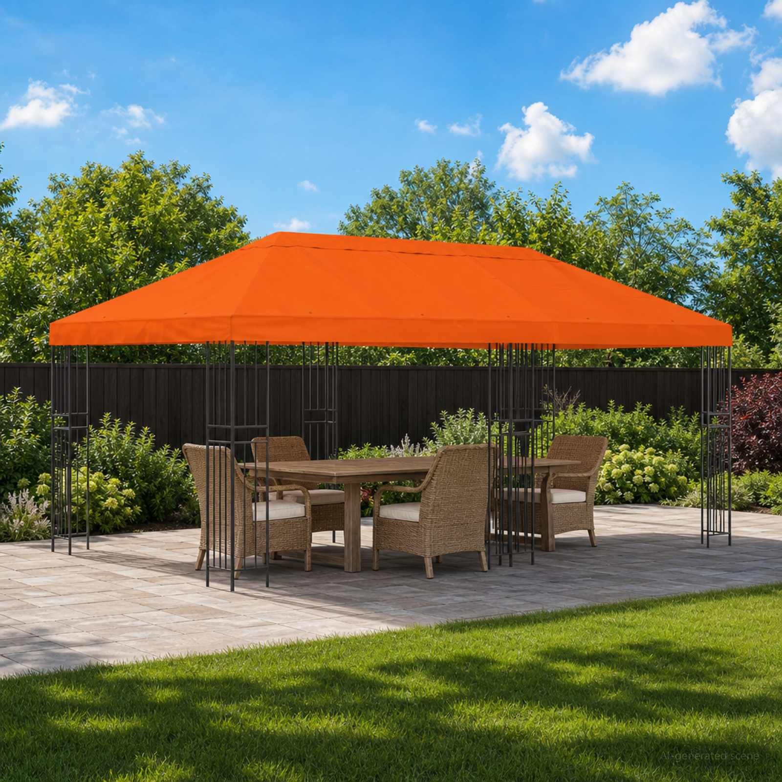 vidaXL Garden Gazebo 6 x 3 m Orange Polyester and Steel 190 gsm 1