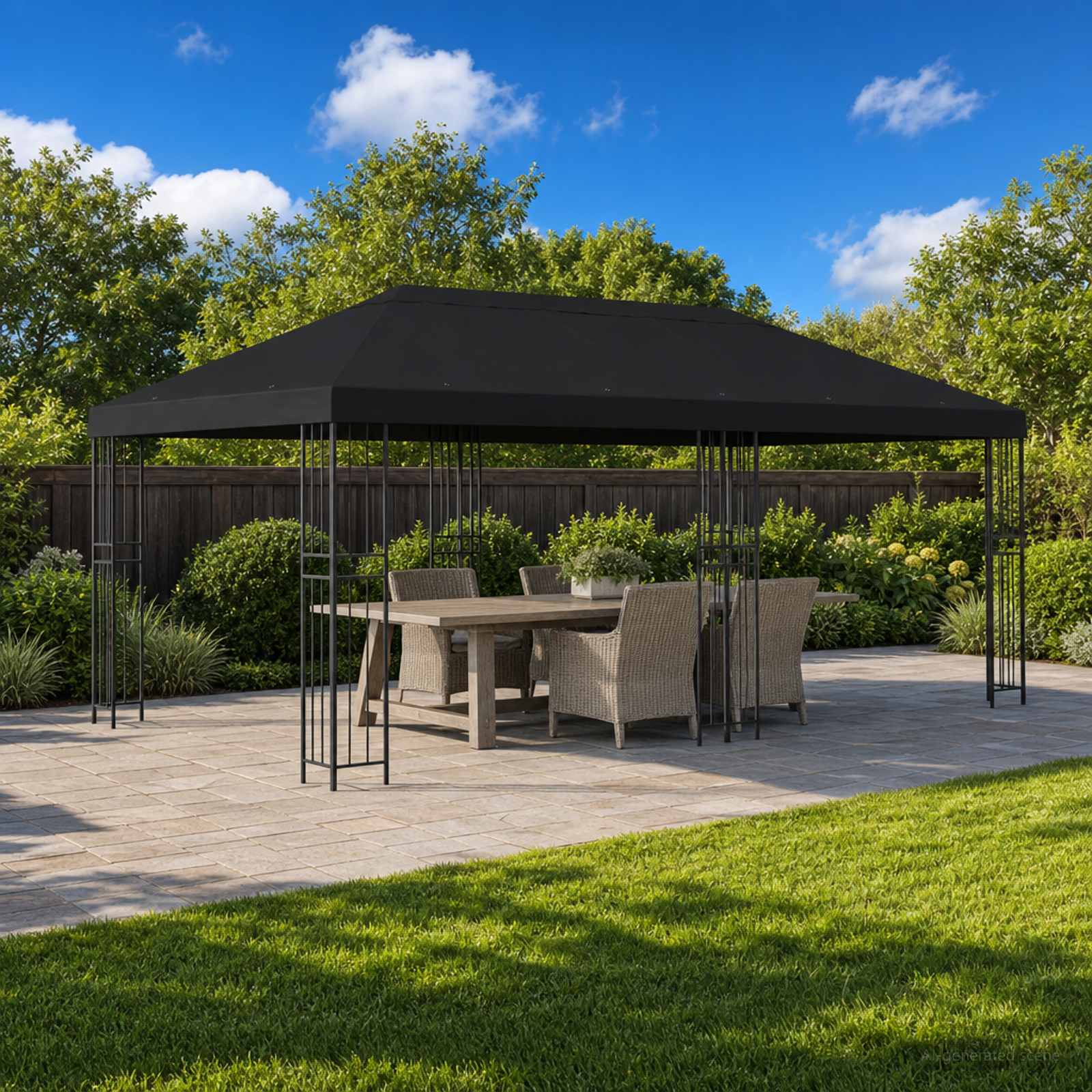 vidaXL Garden Gazebo 6 x 3 m Black Polyester and Steel 190 gsm 1
