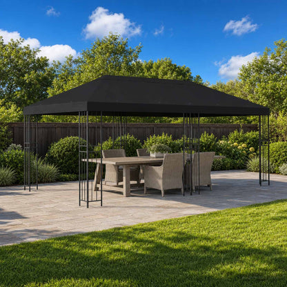 vidaXL Garden Gazebo 6 x 3 m Black Polyester and Steel 190 gsm 1