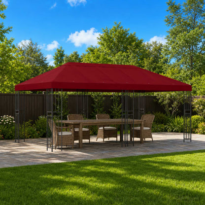 vidaXL Garden Gazebo 6 x 3 m Burgundy Polyester and Steel 190 gsm 1