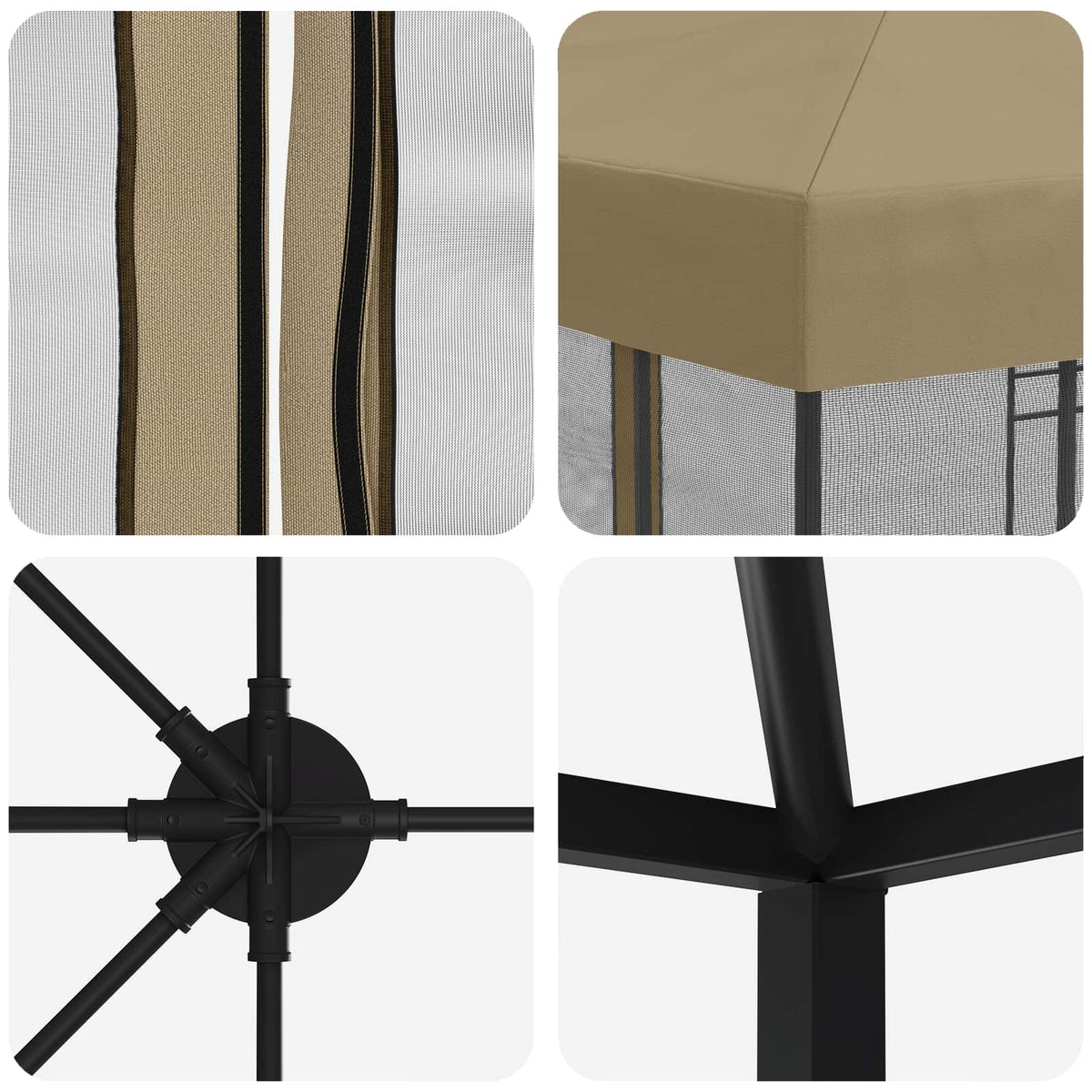 vidaXL 6 x 3 m Beige Polyester and Steel 190 gsm 5