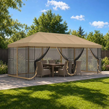 vidaXL 6 x 3 m Beige Polyester and Steel 190 gsm 1