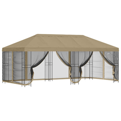 vidaXL 6 x 3 m Beige Polyester and Steel 190 gsm 2