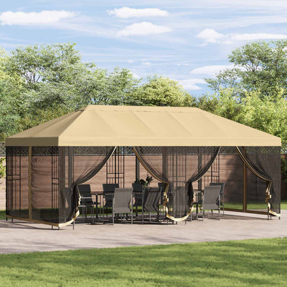 vidaXL 6 x 3 m Cream Polyester and Steel 190 gsm 1