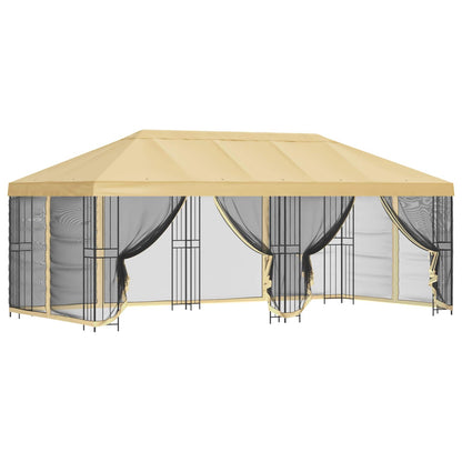vidaXL 6 x 3 m Cream Polyester and Steel 190 gsm 2