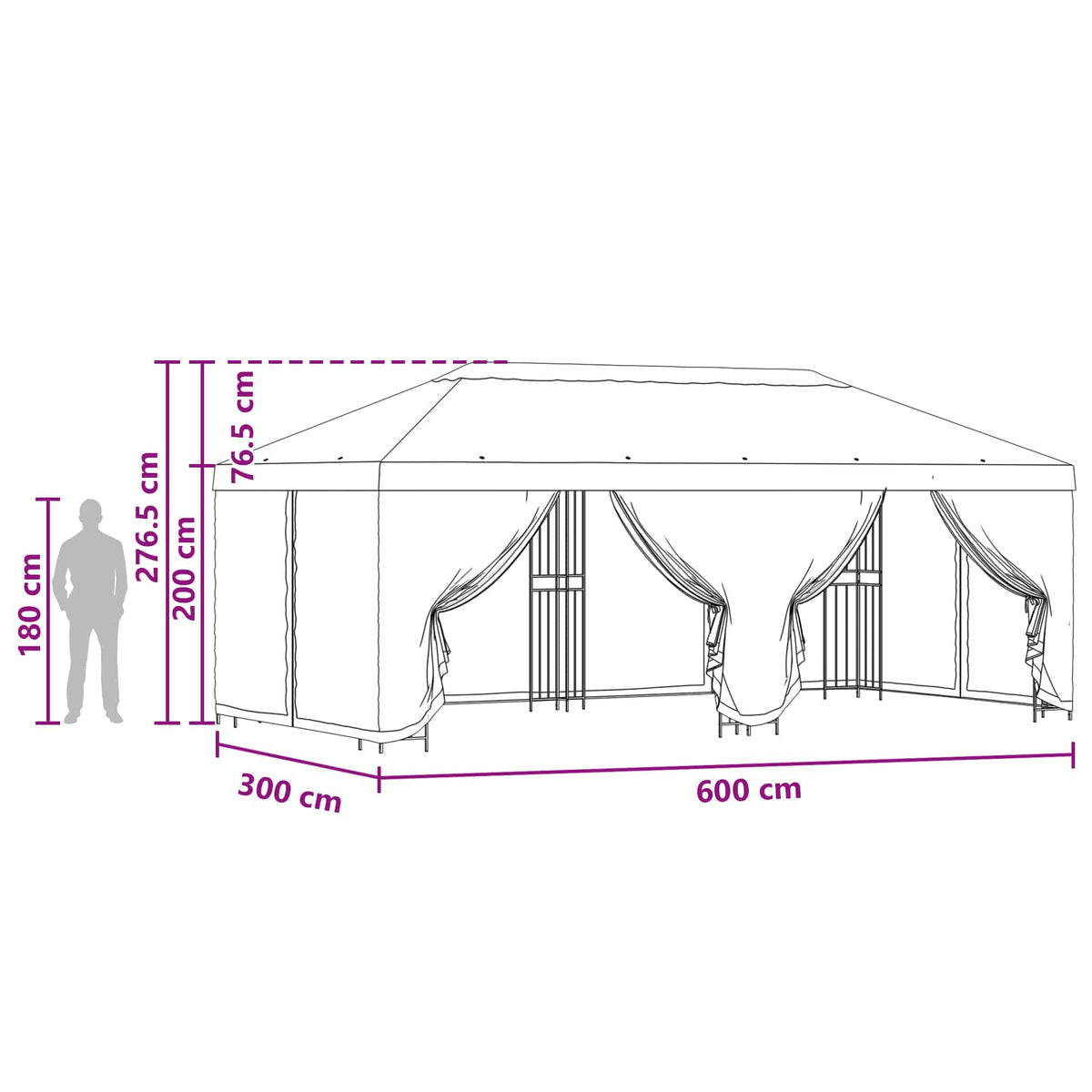 vidaXL 6 x 3 m Cream Polyester and Steel 190 gsm 6