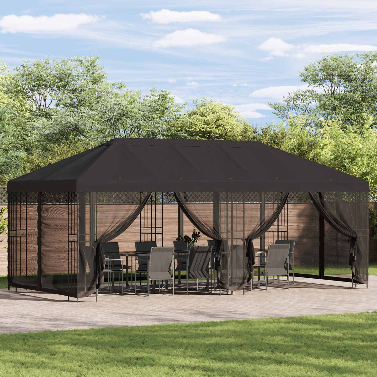vidaXL Garden Gazebo with Sidewalls 6 x 3 m Anthracite 1