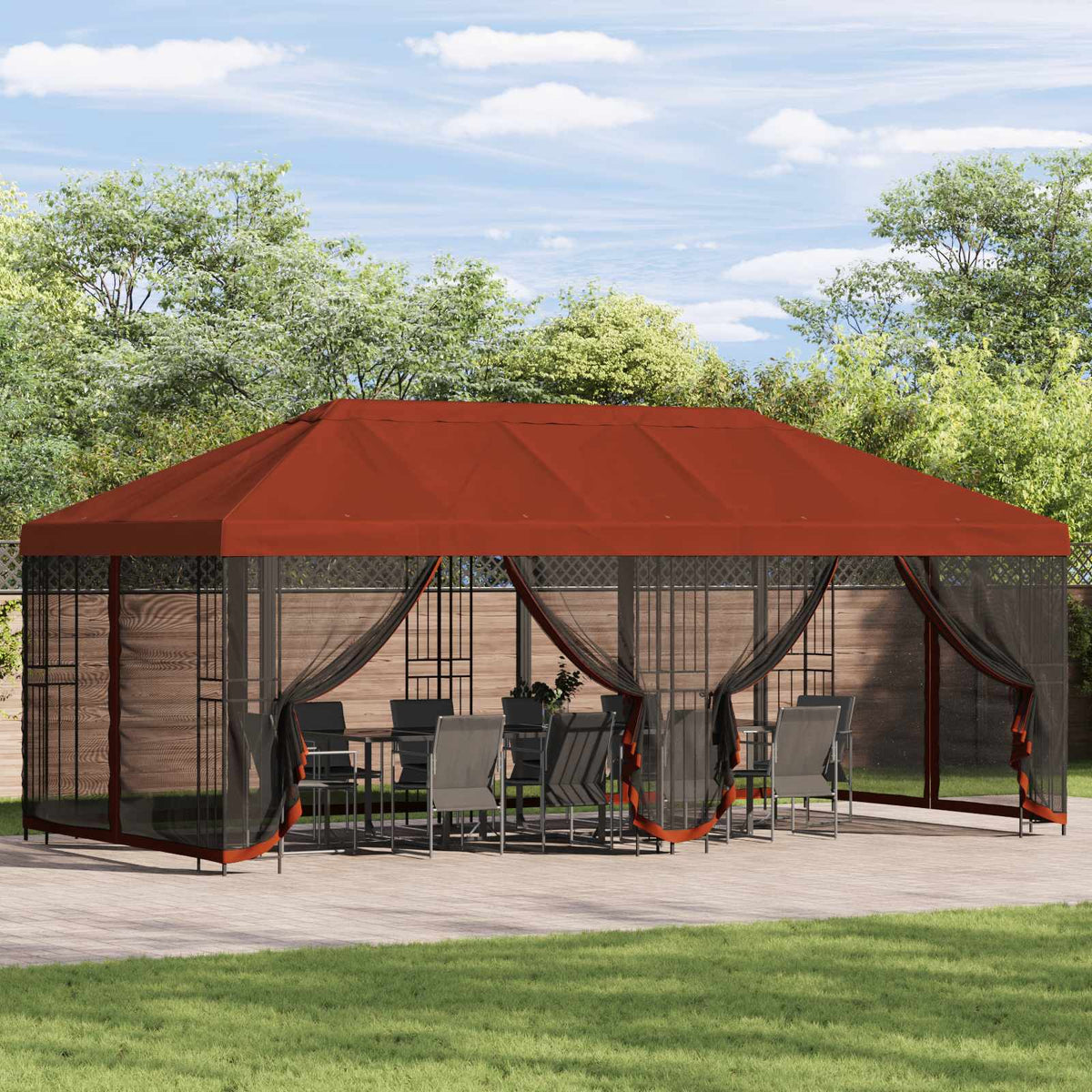vidaXL Garden Gazebo with Sidewalls 6 x 3 m Terracotta 1