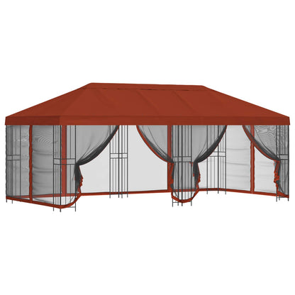 vidaXL Garden Gazebo with Sidewalls 6 x 3 m Terracotta 2