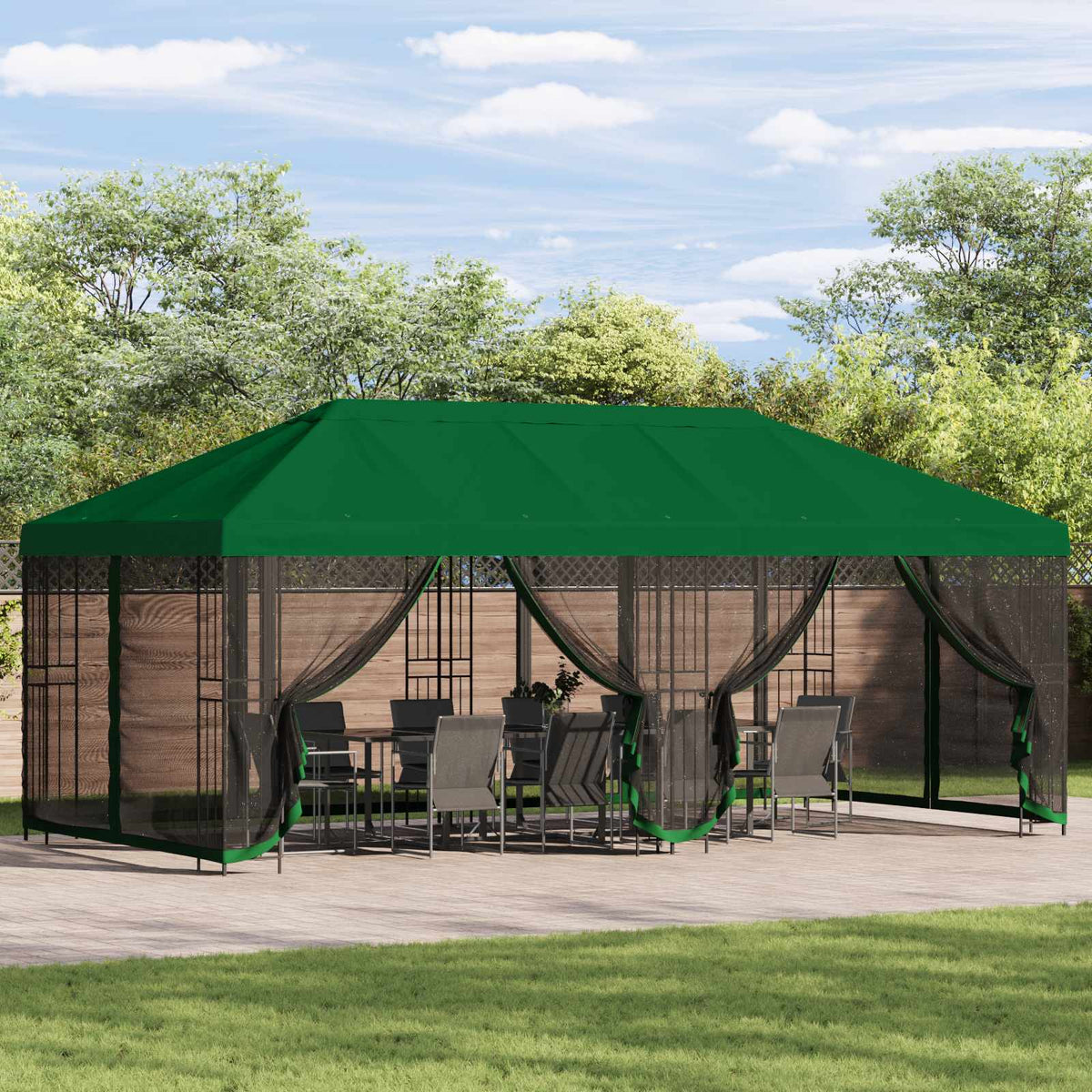 vidaXL 6 x 3 m Green Polyester and Steel 190 gsm 1