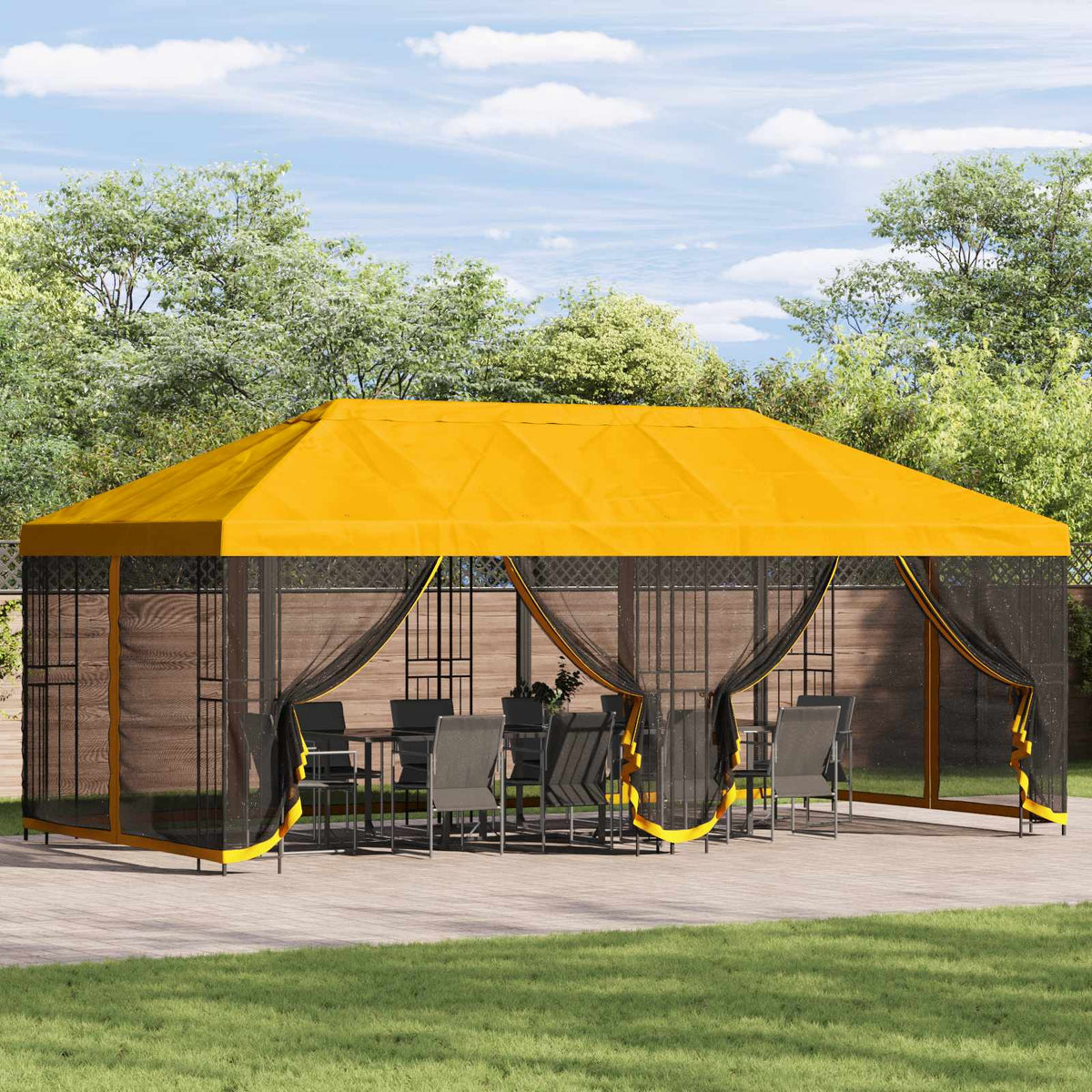 vidaXL 6 x 3 m Yellow Polyester and Steel 190 gsm 1