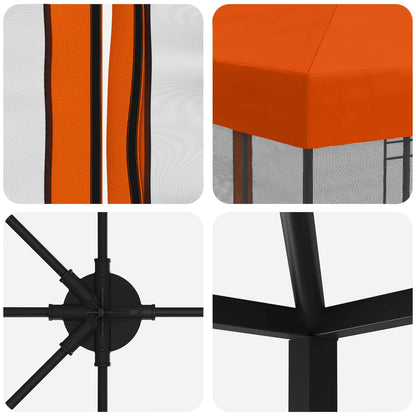 vidaXL Garden Gazebo with Sidewalls 6 x 3 m Orange Polyester and Steel 5