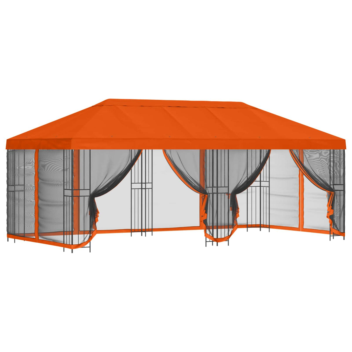 vidaXL Garden Gazebo with Sidewalls 6 x 3 m Orange Polyester and Steel 2