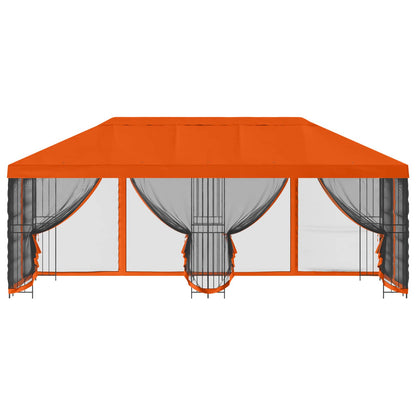 vidaXL Garden Gazebo with Sidewalls 6 x 3 m Orange Polyester and Steel 3