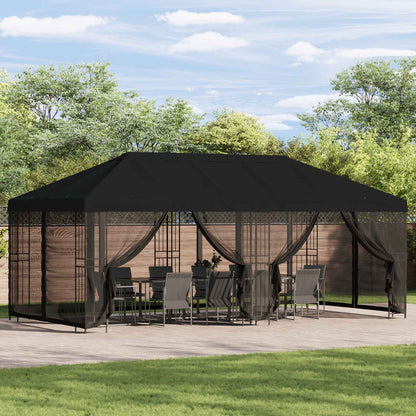 vidaXL Garden Gazebo with Sidewalls 6 x 3 m Black Polyester and Steel 1