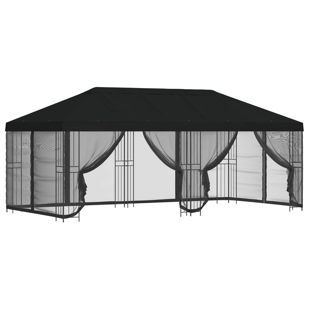 vidaXL Garden Gazebo with Sidewalls 6 x 3 m Black Polyester and Steel 2
