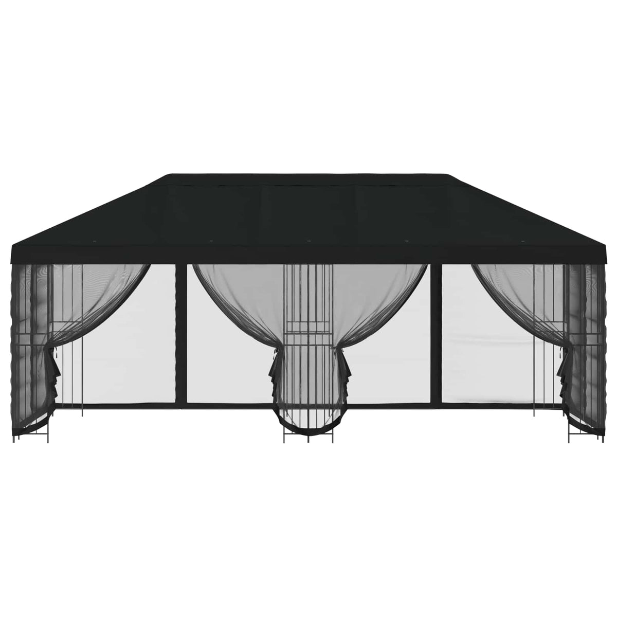vidaXL Garden Gazebo with Sidewalls 6 x 3 m Black Polyester and Steel 3