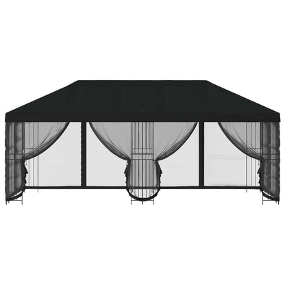 vidaXL Garden Gazebo with Sidewalls 6 x 3 m Black Polyester and Steel 3