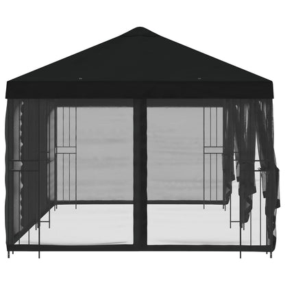 vidaXL Garden Gazebo with Sidewalls 6 x 3 m Black Polyester and Steel 4
