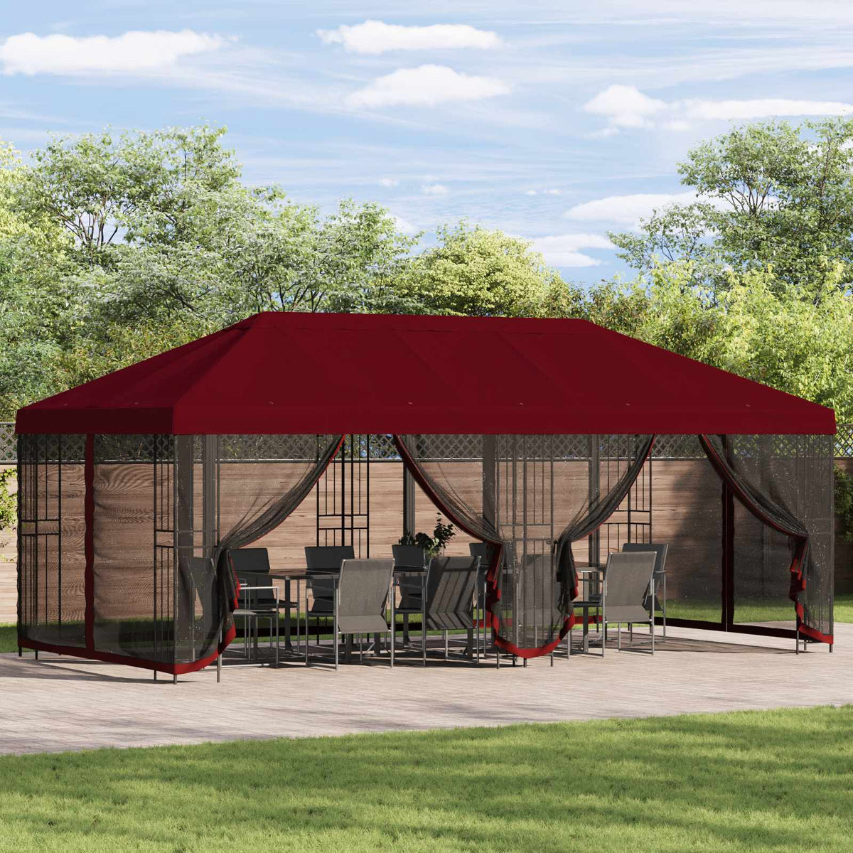 vidaXL Garden Gazebo with Sidewalls 6 x 3 m Burgundy 1