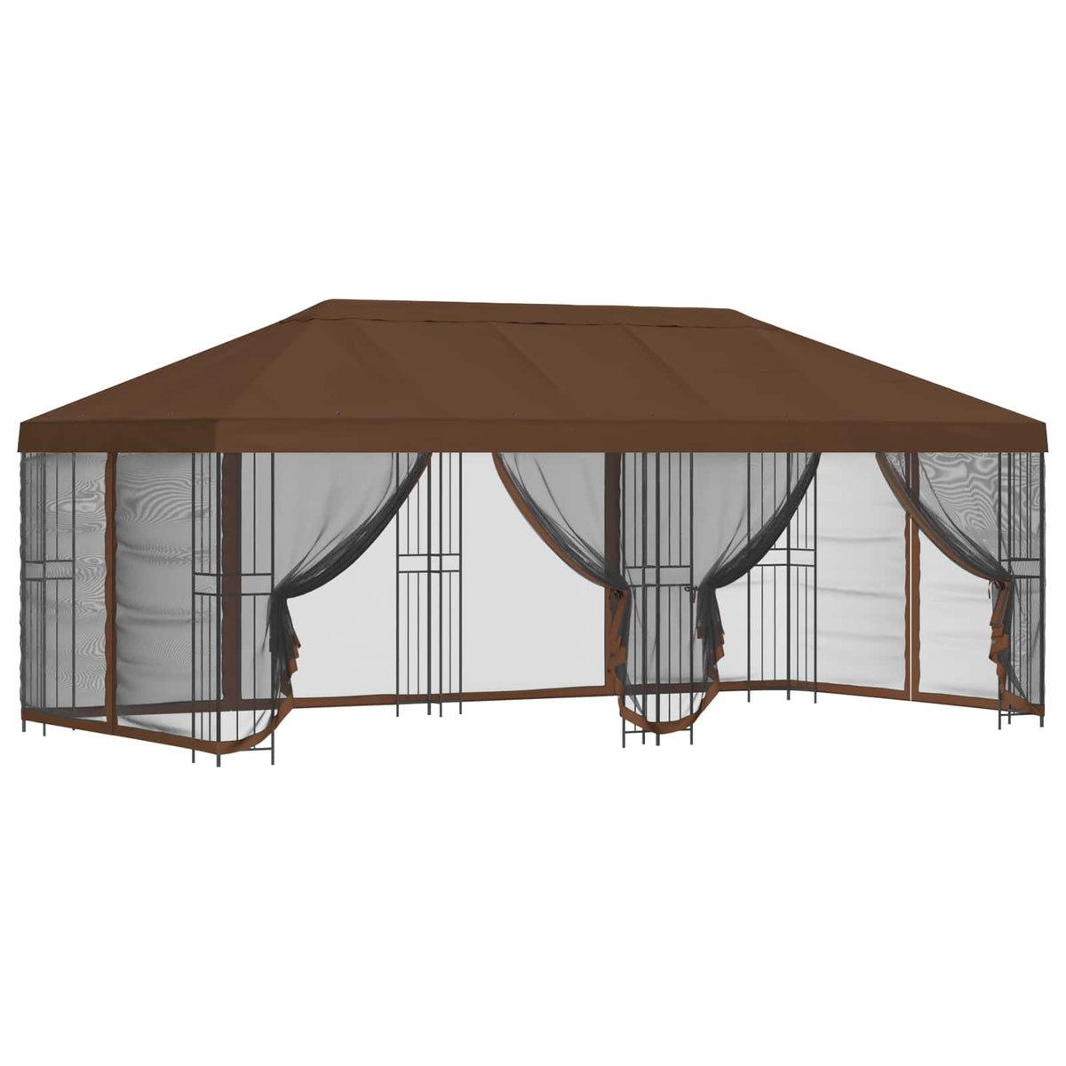 vidaXL 6 x 3 m Brown Polyester and Steel 190 gsm 2