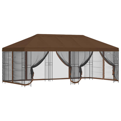 vidaXL 6 x 3 m Brown Polyester and Steel 190 gsm 2