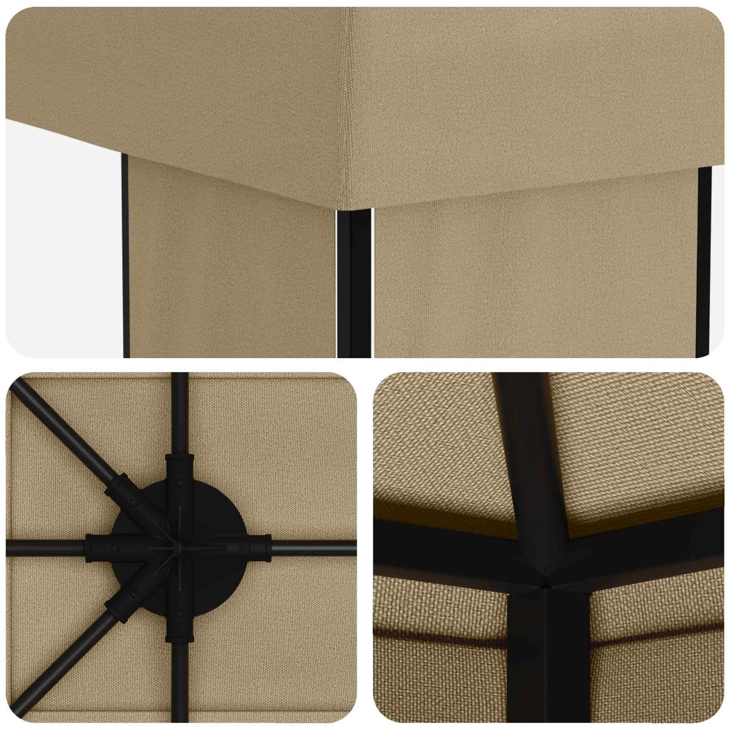 vidaXL Garden Gazebo 6 x 3 m Beige Polyester and Steel 190 gsm 5