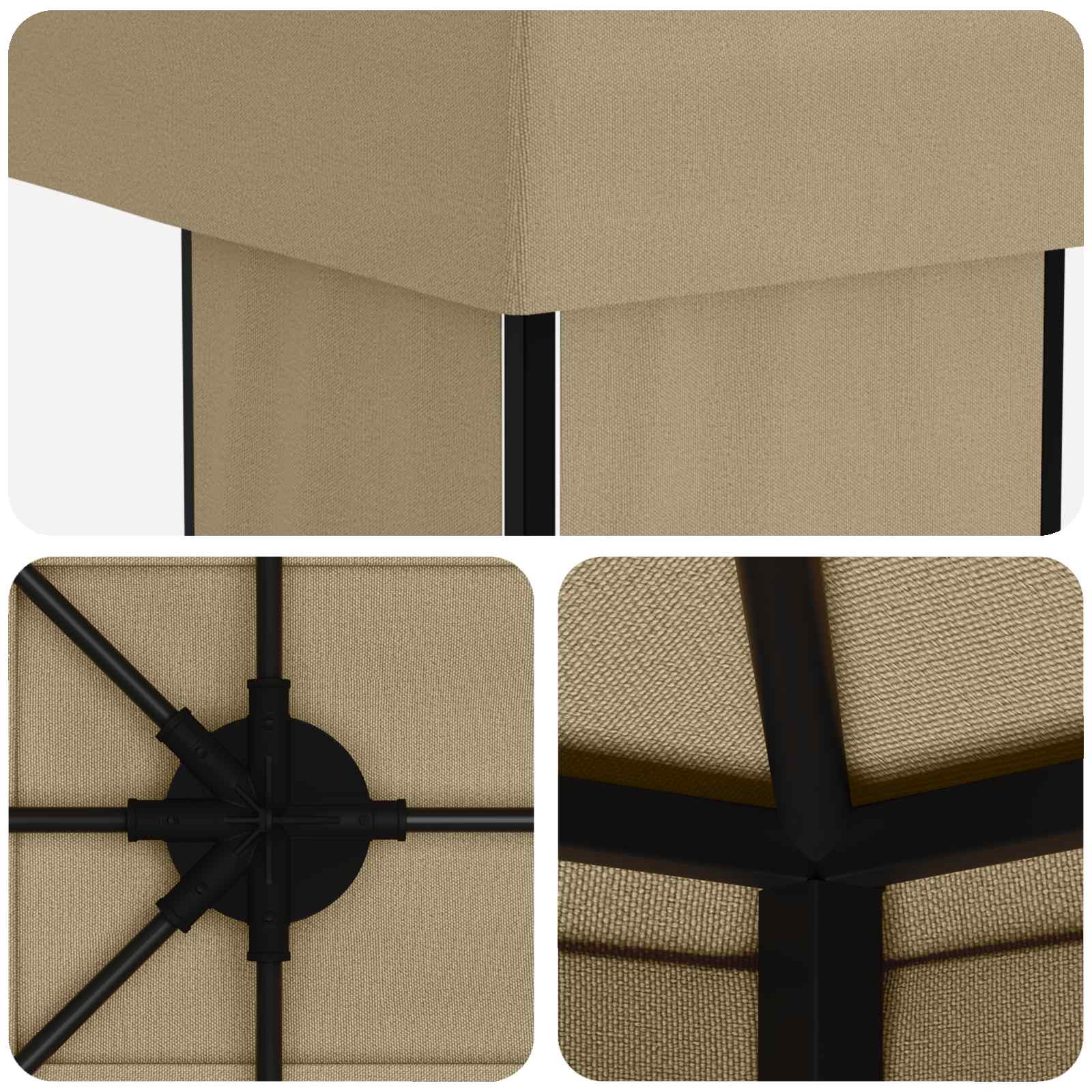 vidaXL Garden Gazebo 6 x 3 m Beige Polyester and Steel 190 gsm 5