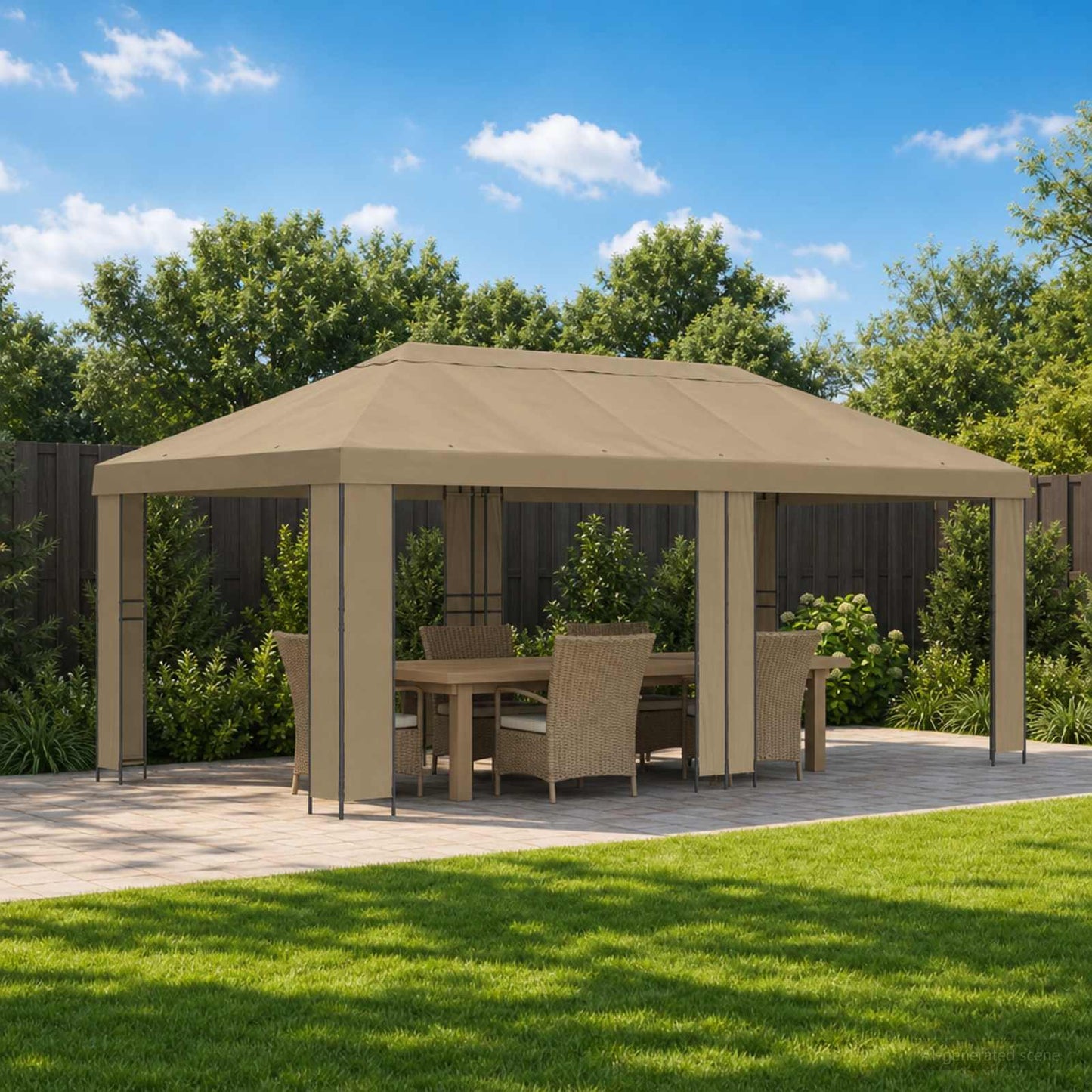 vidaXL Garden Gazebo 6 x 3 m Beige Polyester and Steel 190 gsm 1