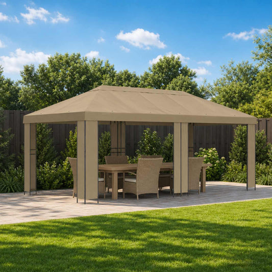 vidaXL Garden Gazebo 6 x 3 m Beige Polyester and Steel 190 gsm 1