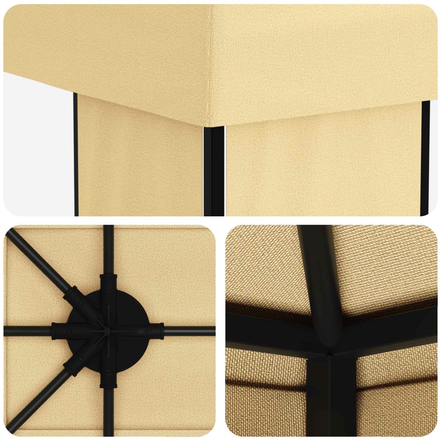 vidaXL Garden Gazebo 6 x 3 m Cream Polyester and Steel 190 gsm 5