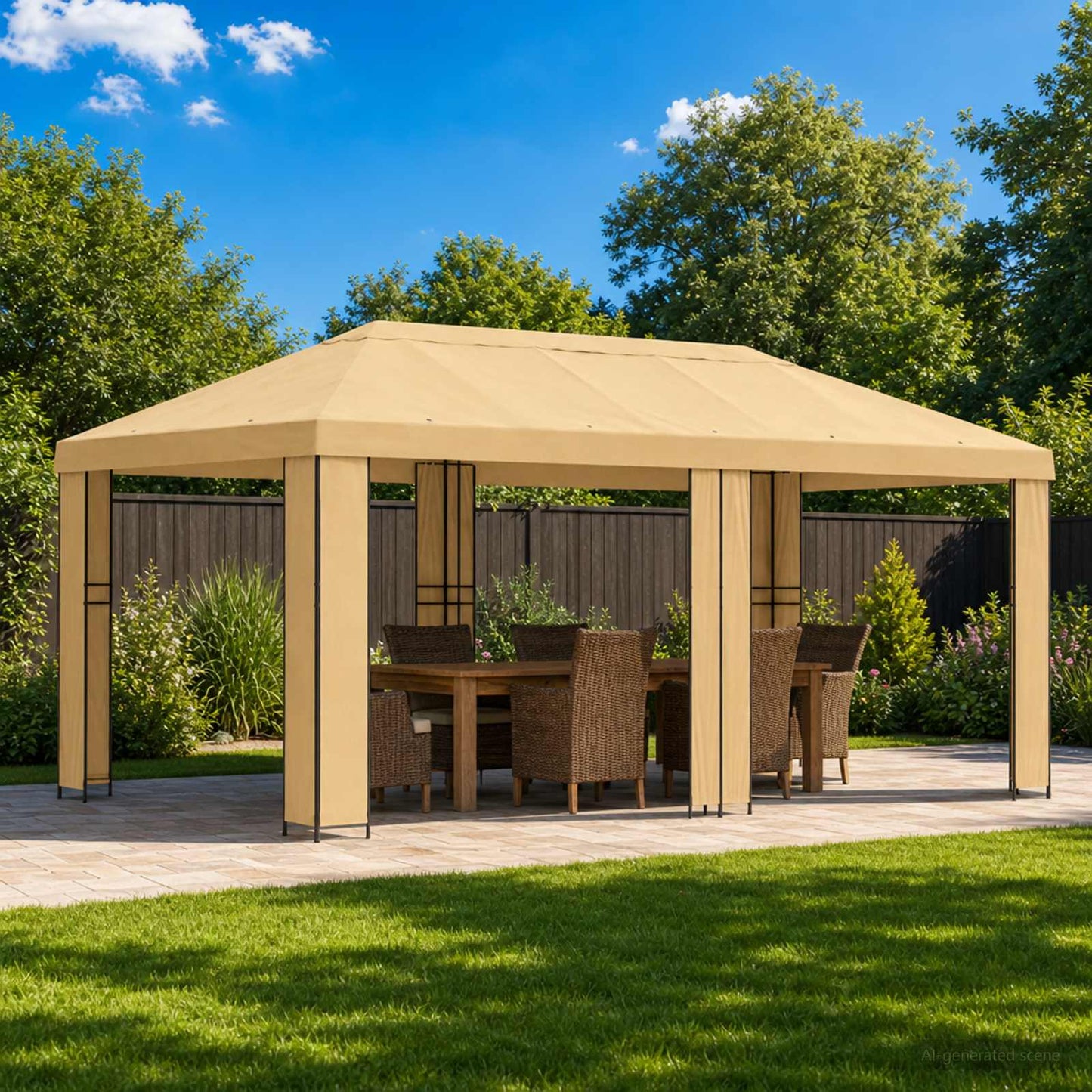 vidaXL Garden Gazebo 6 x 3 m Cream Polyester and Steel 190 gsm 1