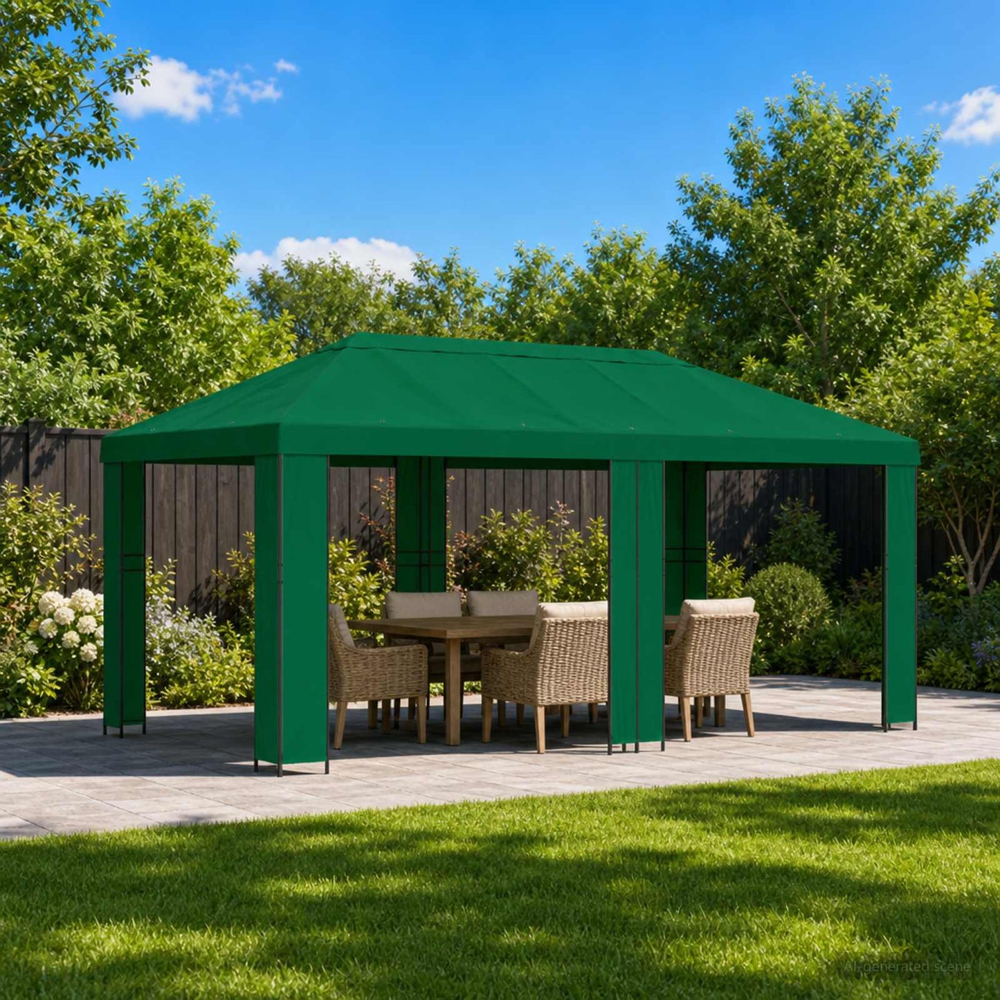vidaXL Garden Gazebo 6 x 3 m Green Polyester and Steel 190 gsm 1